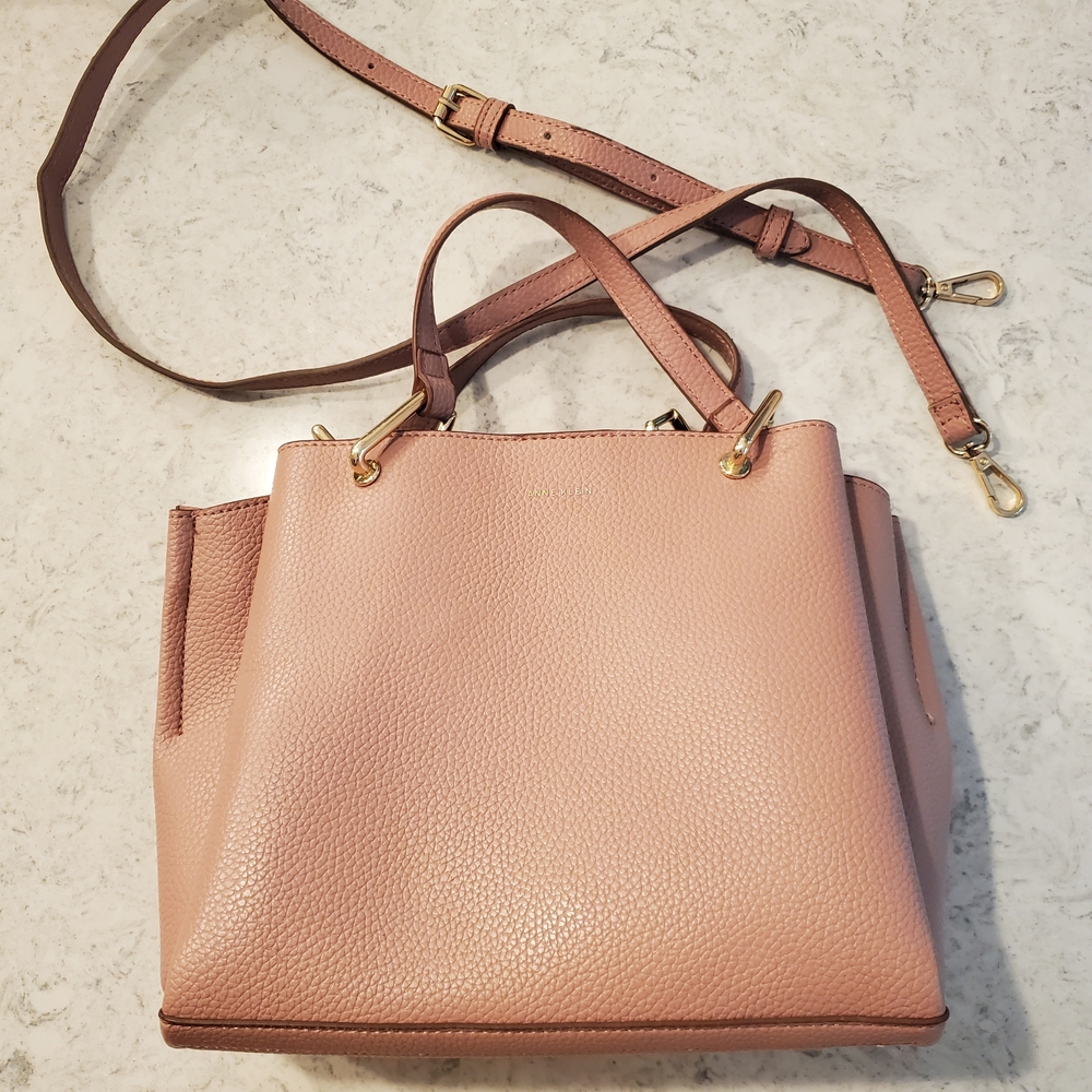 Anne Klein Blush Pink Shoulder Bag with Gold Accents